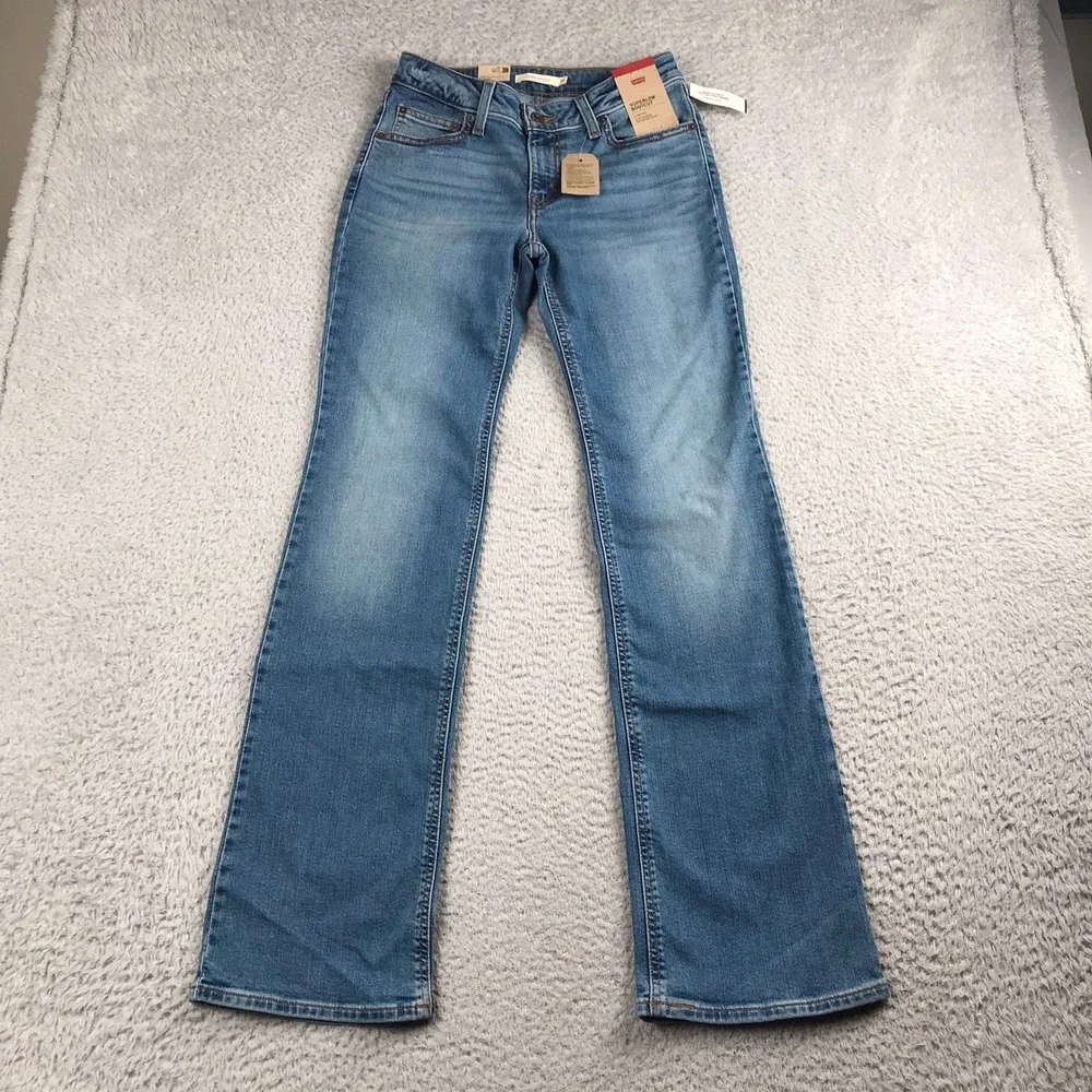 Levis Superlow Bootcut Jeans Women 26 Blue Low Rise Slim Stretch Denim NEW NWT